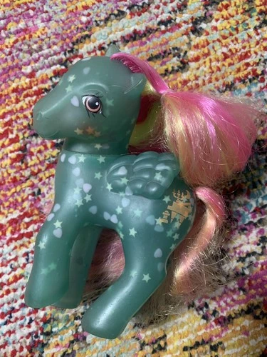 MLP My Little Pony Glow N Show Starglow Star Blue Green Pegasus 1987 Vtg