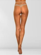 CECILIA de RAFAEL CRISTAL  CROTCHLESS SHINY PANTYHOSE TIGHTS SIZE XXL / MORENO