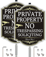  2 Pack Large No Trespassing Signs Private Property with Stake 36" Tall, 14" x