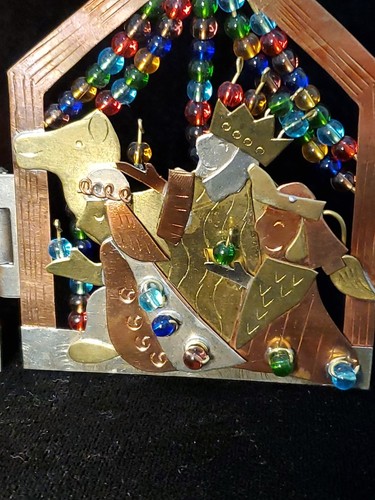 Vintage 3D Weihnachten Krippe Triptychon 3 Panel Tischplatte Display 9 1/4" L x 4 3 1/4" H - Bild 7 von 19
