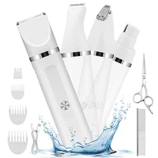 4 in 1 Dog Grooming Kit, Cordless Dog Clippers for Grooming, Low Noise Paw Tr...