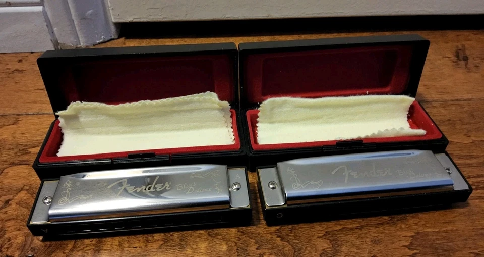 Lote de 2 Fender Blues Deluxe Estuche de Armónica Diatónica de 10 Agujeros Llave de Música A & C Foto 2 de 4