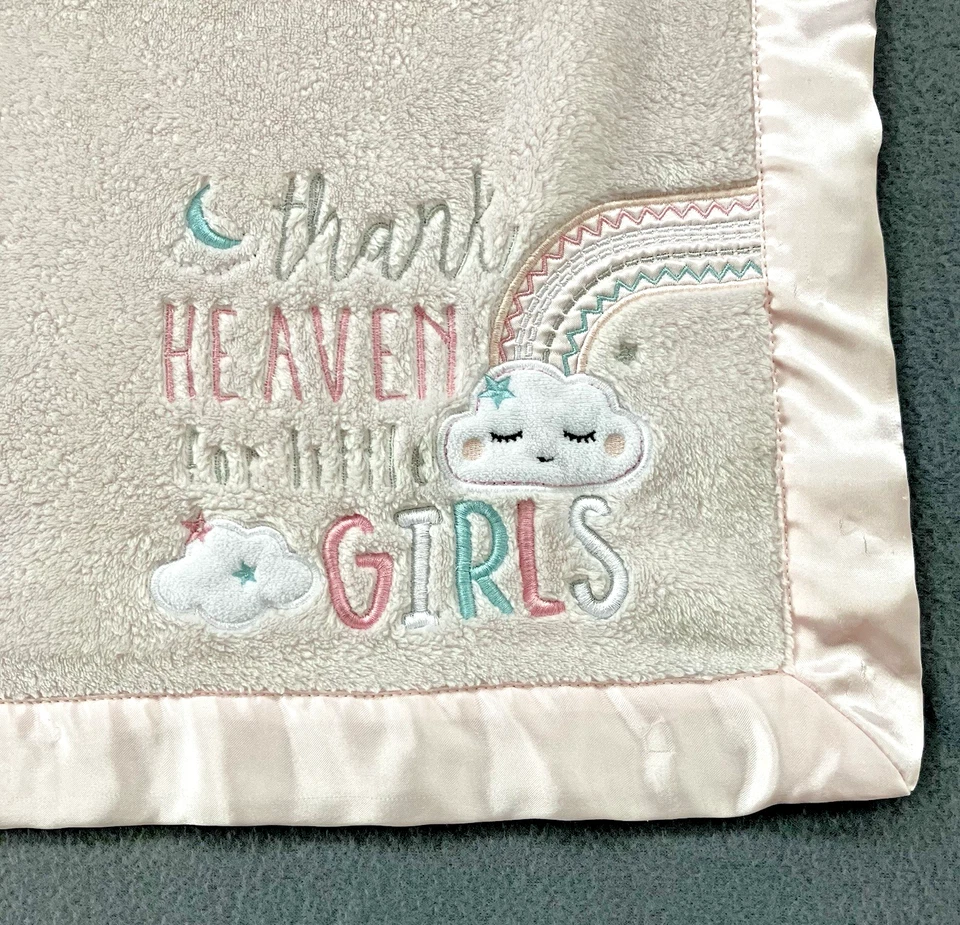Baby Essentials Thank Heaven For LIttle Girls Pink Blanket Satin Trim 29"x39" - Image 1 of 4