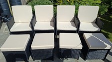 Rattan Chairs & Stools for Cube Furniture Set. Includes Cushions. VGC. Set Of 4.