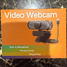 HD 1080P USB 2.0 Video Webcam Plug  Play Built-In Mic Privacy Cover Clip-On