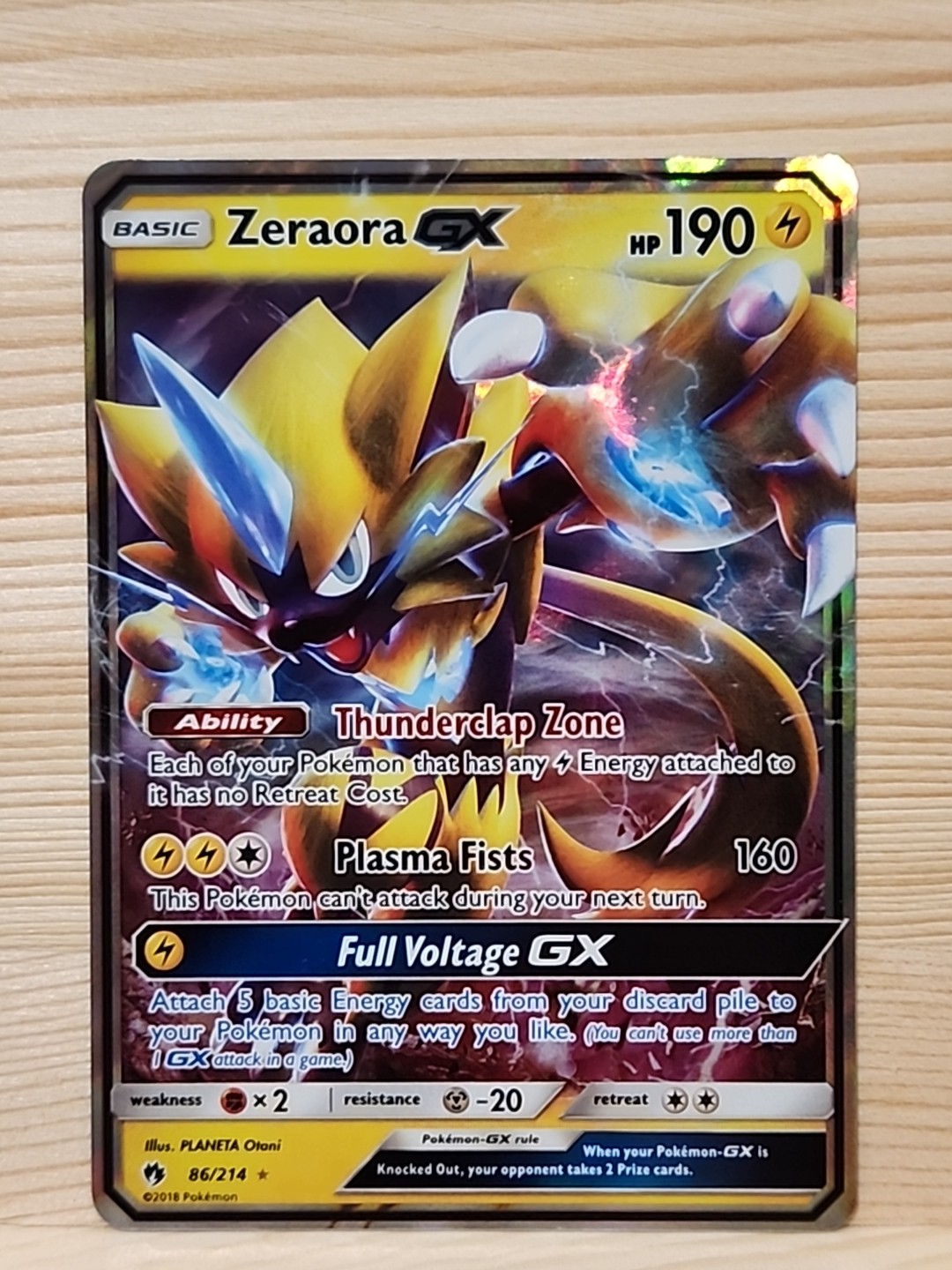 Pokemon TCG Zeraora GX 86/214 SM Lost Thunder Ultra Rare Holo Card NM Condition