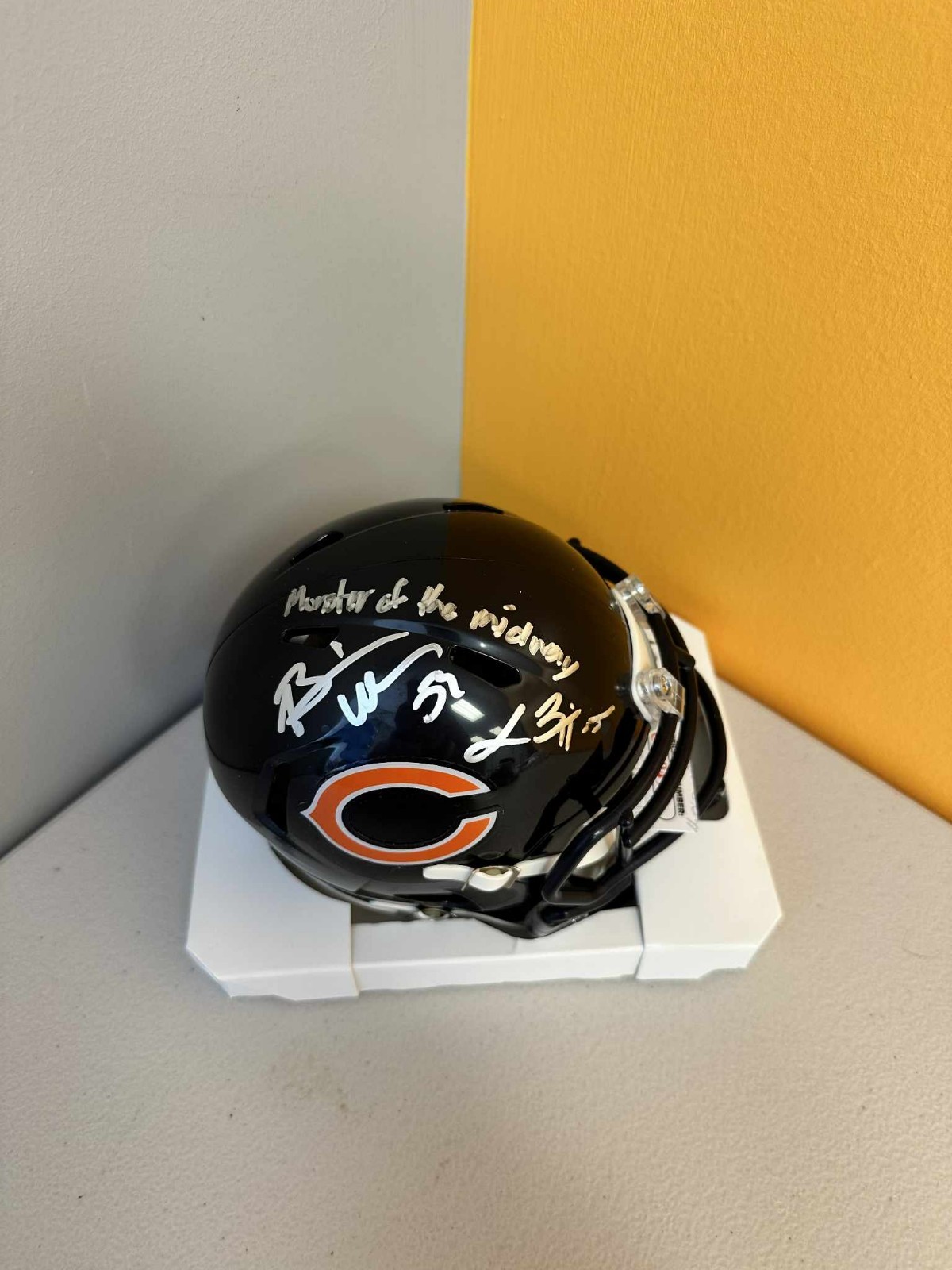 Brian Urlacher & Lance Briggs Autographed Signed Chicago Bears Bears Speed Mini Helmet W/MOM BAS 