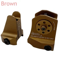 1 Pair D T actical Low Profile Metal Sights Folding Iron Front & Rear Set Brown