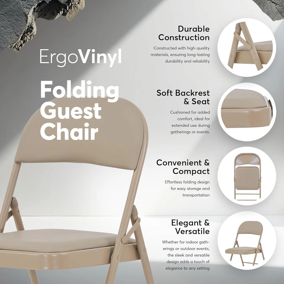 Juego De 4 Sillas Plegables Acolchadas Para Comedor Modernos Baratos En Oferta - Изображение 3 из 4