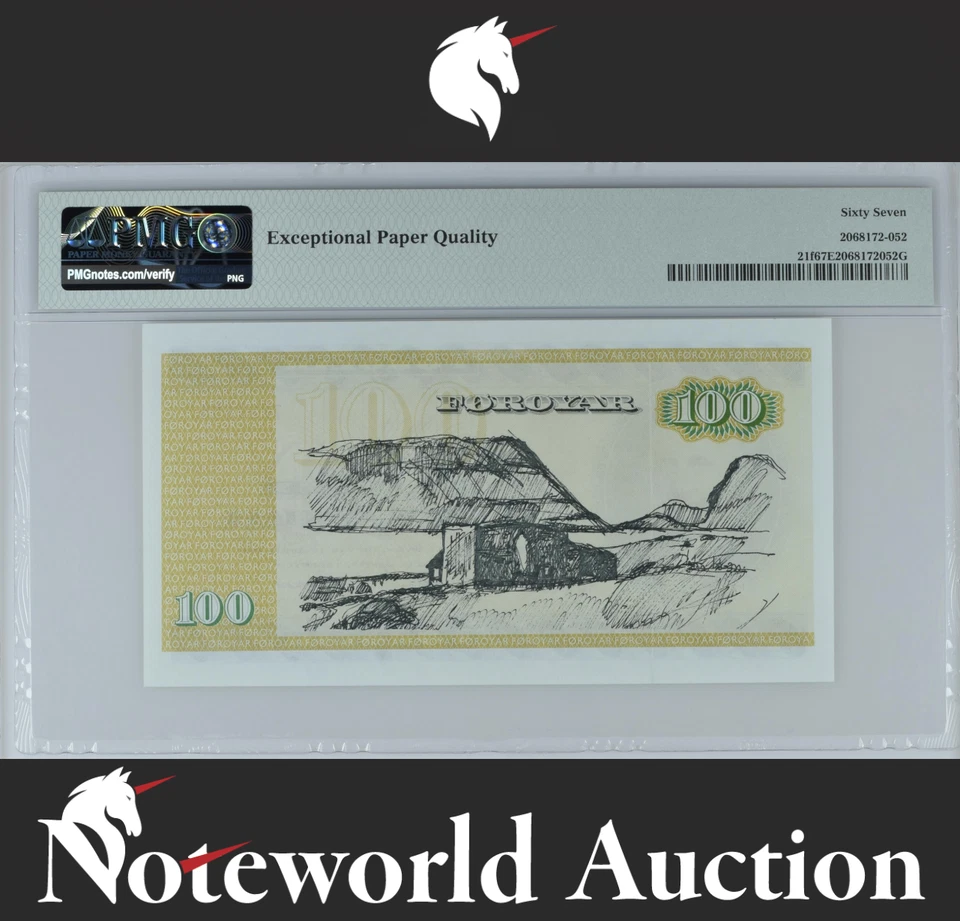 Faeroe Islands Danish 100 Kronur 1994 P 21f UNC PMG 67 EPQ 2nd TOP POP - Image 2 of 4