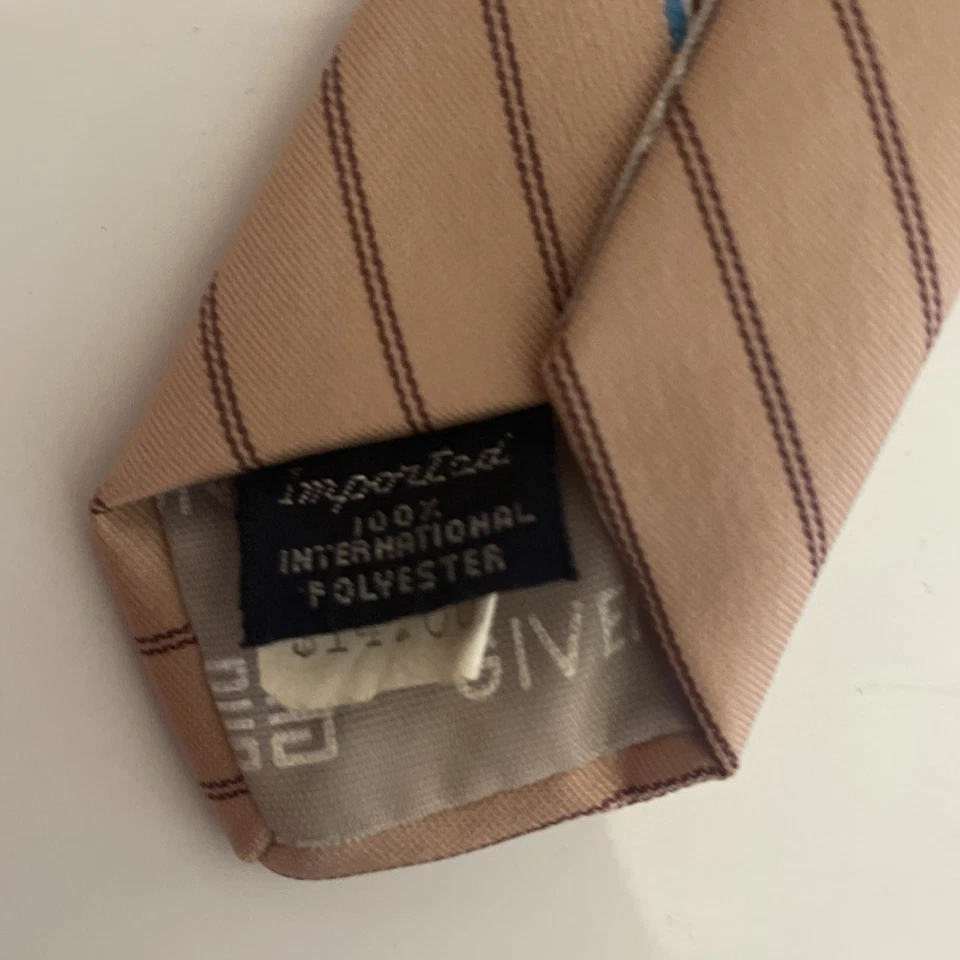Corbata de mano Givenchy Gentlemen Paris vintage años 90 color tostado a rayas diseñador clase de lujo Foto 3 de 4