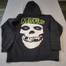 2000s Misfits FullZip Hoodie The Original Misfits Skull Back Print Black Size L