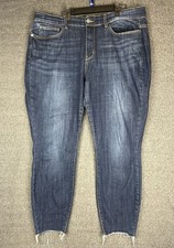 Judy Blue Jeans Womens 20W Skinny Fit Blue Denim Raw Hems High Rise