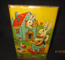 Vintage J. Chein Tin Litho Easter Bucket / Easter Basket