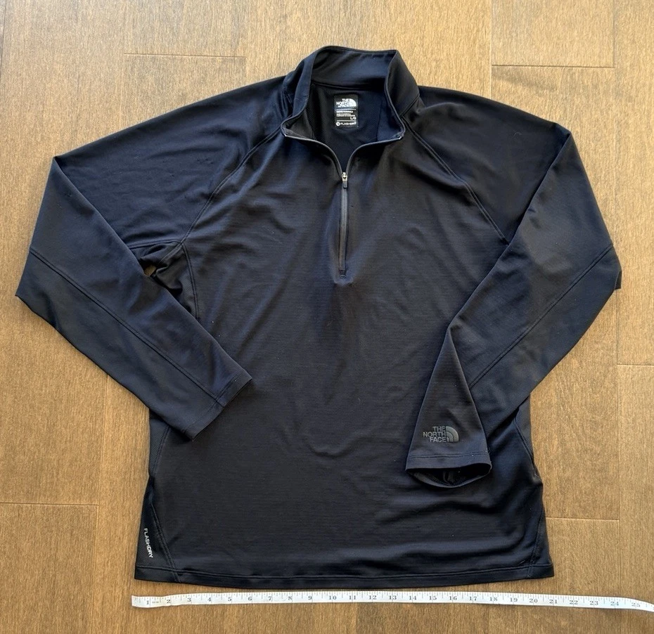 The North Face FlashDry 1/4 Zip Pullover Men's Long Sleeve Shirt Top Black Large
