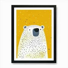 Yellow Polar Bear 4 Art Print Framed Wall Art Poster Canvas Print Picture