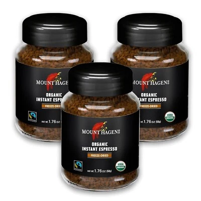 Mount Hagen Instant Espresso Coffee 3 Pack x 1.76oz/50g Jar