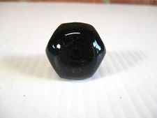 Vintage Black Porcelain Knob Six Sided  1 1/8" wide 3/4" Tall