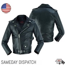 Kid's Motorcycle Biker Leather jacket Genuine Milled Cowhide Skin Brando Style