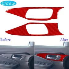 Front Door Handle Panel Trim For Honda Ridgeline Passport Pilot Red Carbon Fiber
