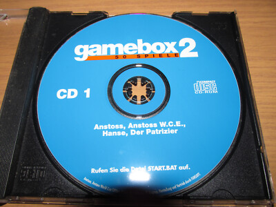 Gamebox 2, 7 CDs, gebraucht, Earthworm Jim 2, Toshiden, Hustler, Tennis, Minigol