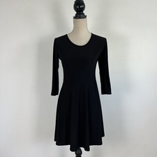 Pine Womens Fit & Flare Skater Black Stretch Midi Dress Size Large Open Back