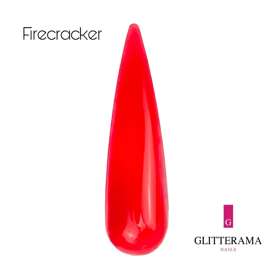 FIRECRACKER Glitterama Nails Coloured acrylic powder pink red Neon bright