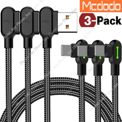 3 Pack Mcdodo 90 Degree Elbow USB Cable Charger Cord 4/6/10FT For iPhone13 12 XR