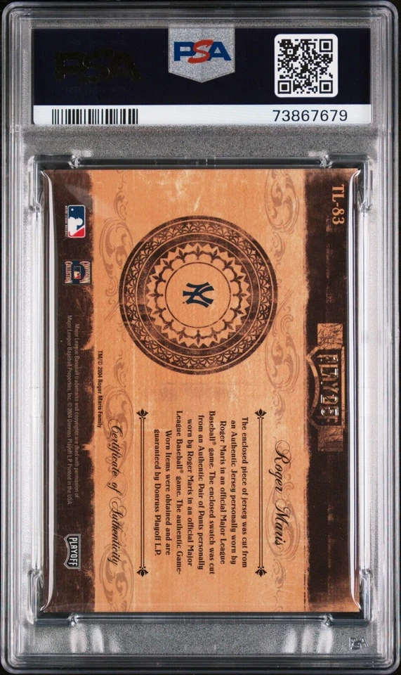 2004 年季后赛 Prime Cuts II Roger Maris 材料组合 17/25 #83 PSA 9 完好 — 第 2/2 张图片