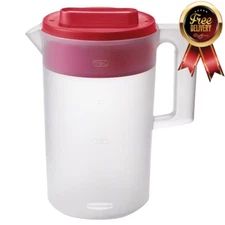 Rubbermaid Simply Pour Clear/Red Pitcher Plastic 1 gal