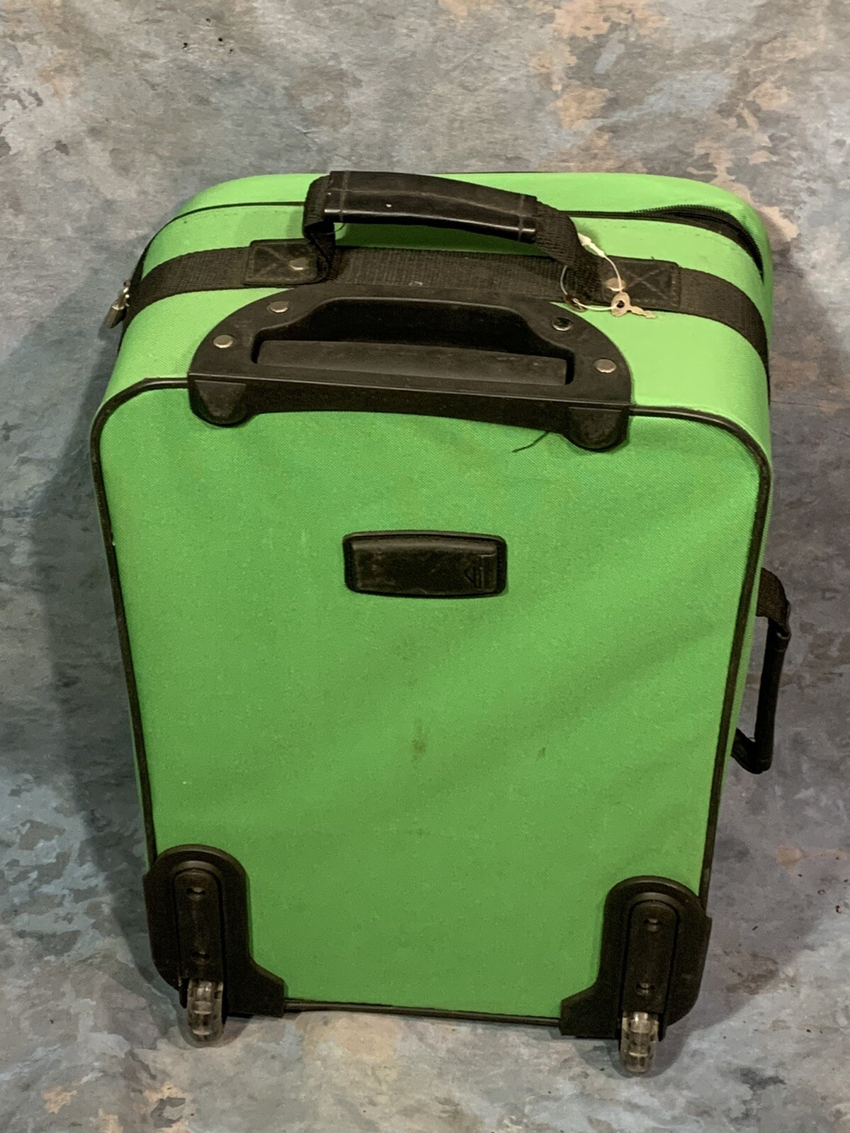 GREEN Wheeled carry-on Canvas Bag w/Embroidered Horse & luggage tag/lock & keys
