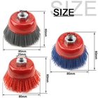 1-3Pcs 4" Nylon Abrasive Cup Brush Wheels M14 For Angle Grinder Grit 80/120/240