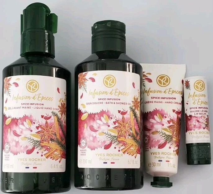 Настой специй Yves Rocher набор из 4 предметов гель для душа, мыло для рук, крем для рук, бальзам для губ - Изображение 2 из 2