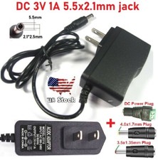3V 1A AC Adapter DC Power Supply Charger Cord 5.5x2.1mm with 3 DC Plug Tips