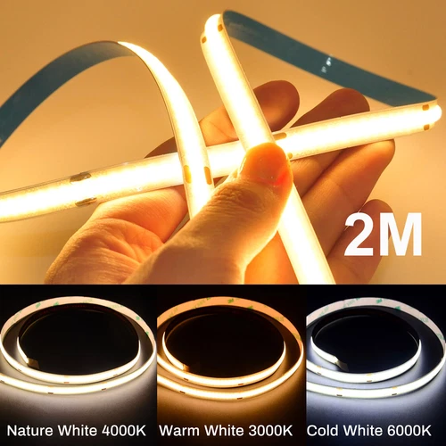 2-20m 12V 24V COB LED Streifen Stripe Band Warmweiss Kaltweiss Keine Lichtpunkte - Bild 5 von 20
