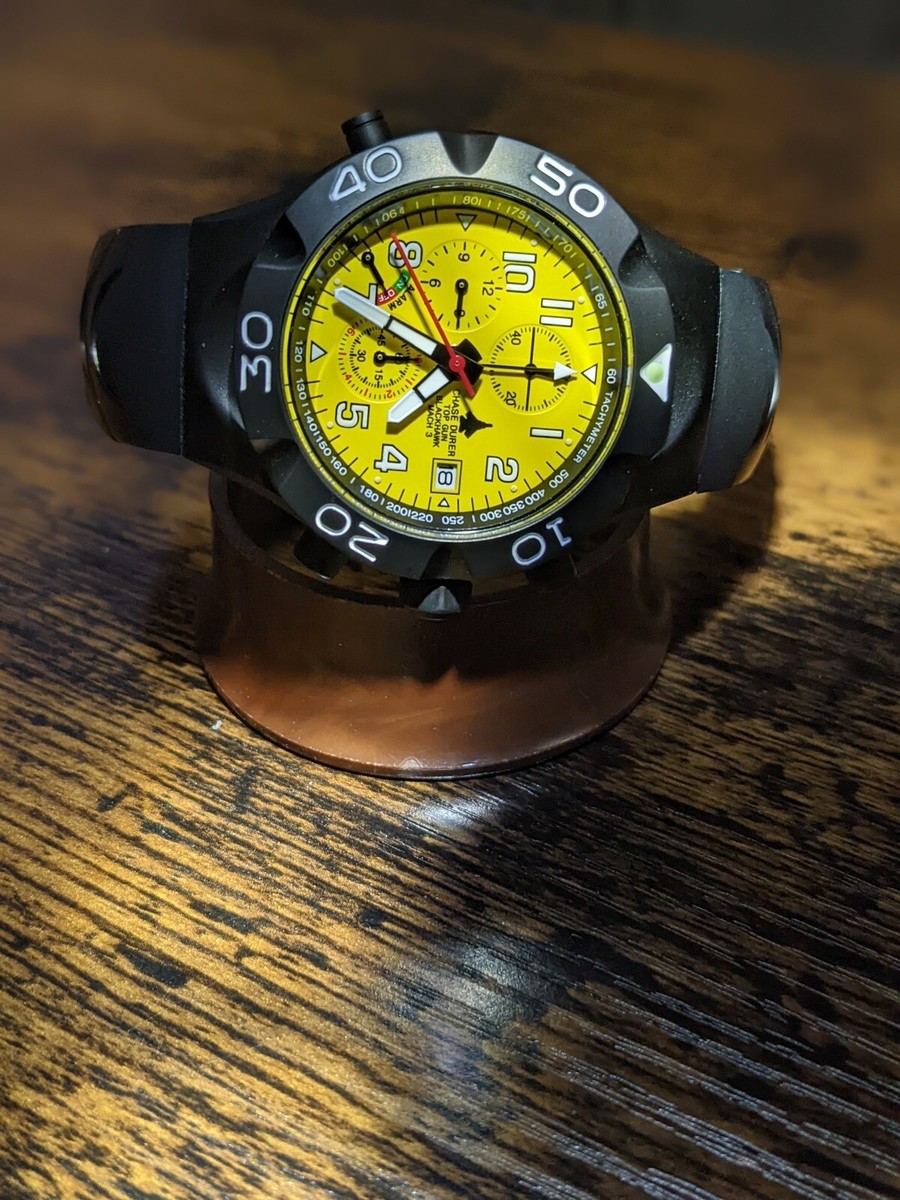Chase-Durer Black Hawk Mach 3 Watch All Black Yellow! | eBay