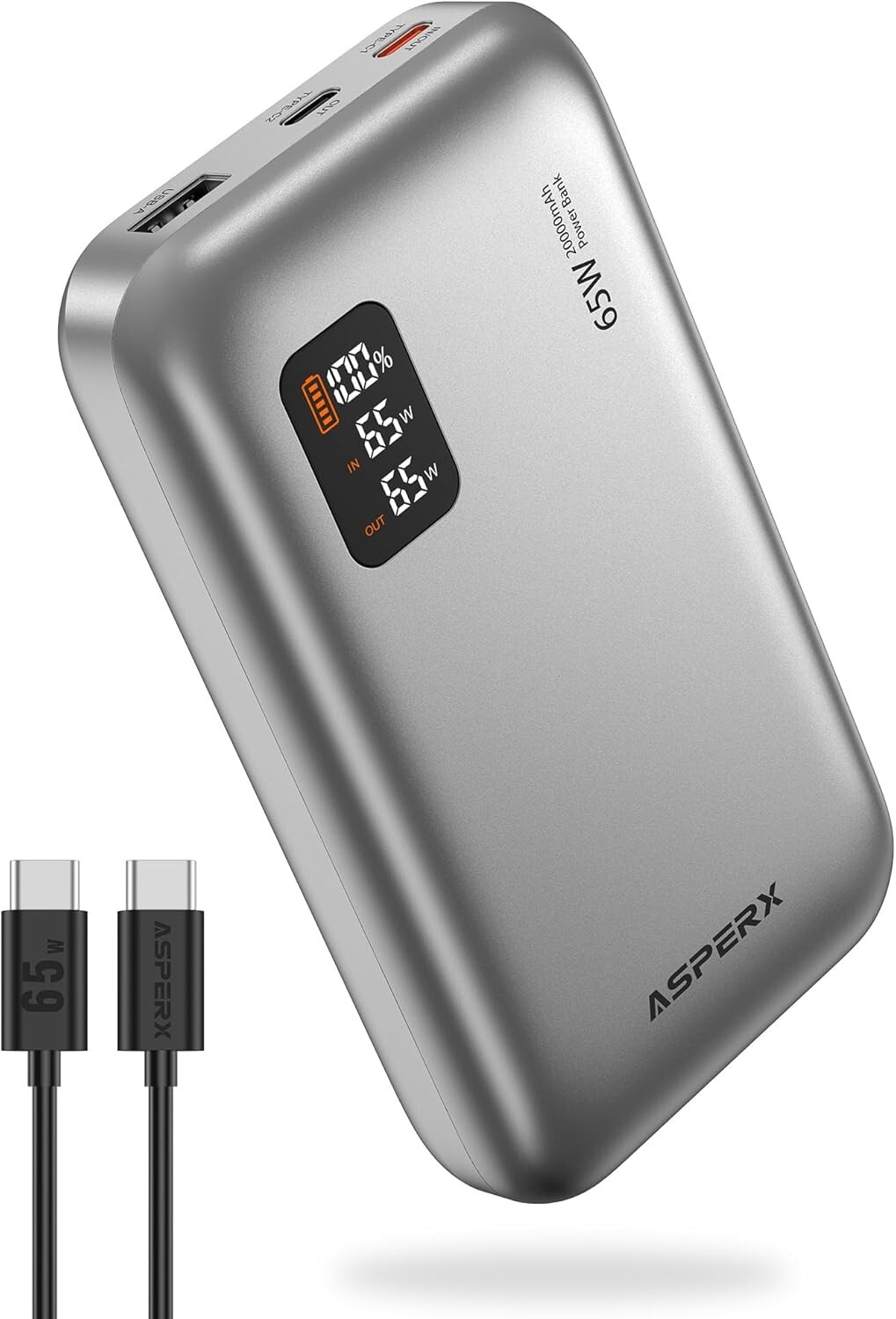 High-Capacity 65W USB-C Power Bank with LED Display for Ultimate Convenience
