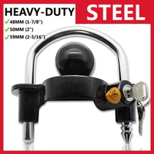 Steel Coupler Lock Coupling Universal Tow Ball Caravan Trailer Bar Hitch Pin 