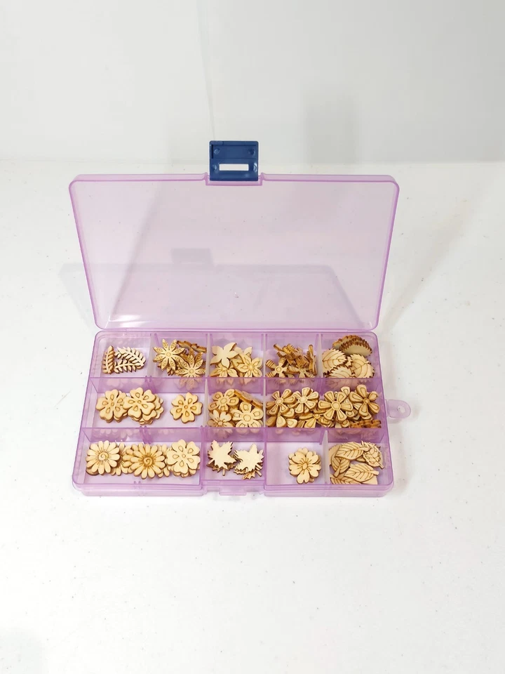 Variety of Mixed 195Pcs 29mm Sewing Wood Buttons Flowers/Leaves/Storages - Image 3 of 4