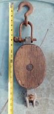 Poulie d'attache Merriman Brothers MB Trident vintage yacht voilier bloc bois