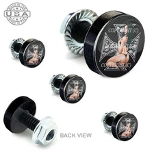 5 Black Aluminum Motorcycle Windshield Bolt Kit -  GIRL SKULL CROSS - 026