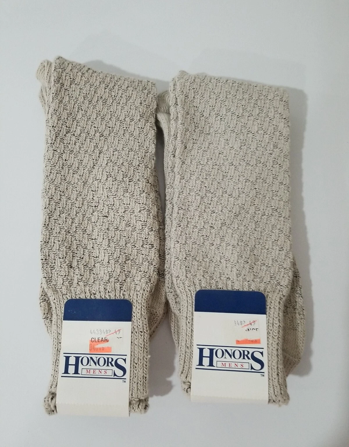 2 PAIRS VINTAGE MENS HONORS DRESS SOCKS 88% RINGSPUN COTTON SIZE 10-13 TAN NEW