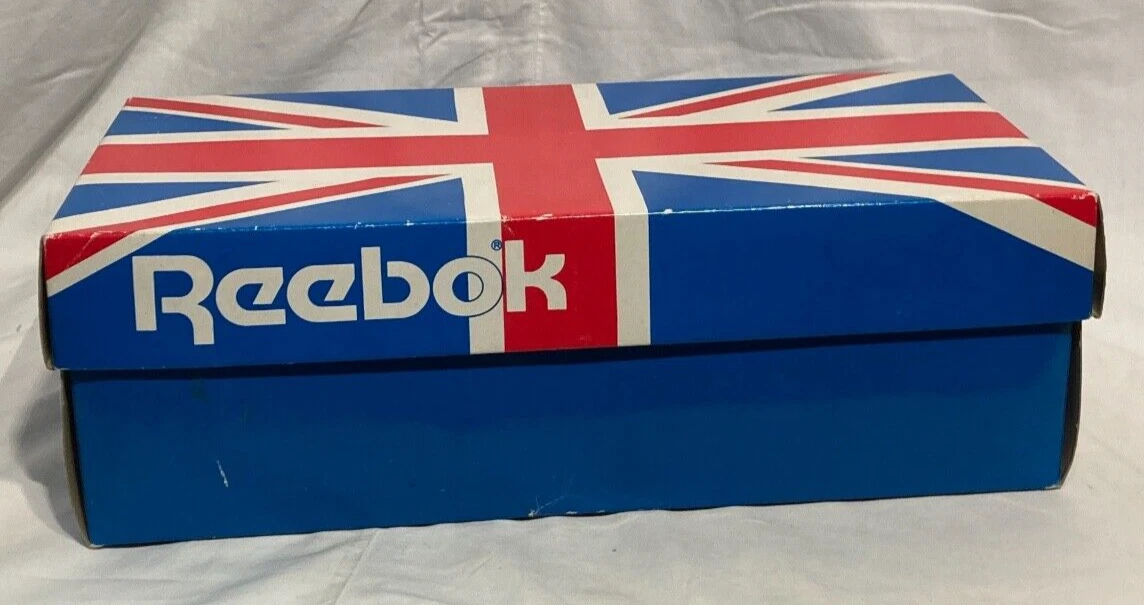 Vtg Reebok British Flag Union Jack Cardboard Shoe Box Empty Blue