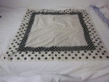 XL Vintage off white Black Polka Dot square scarf 35" x 35"