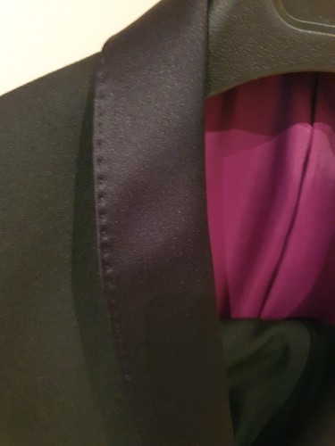 M&S Tuxedo Dinner Suit Jacket 42 Trousers W36 L29 Black Slim Fit Satin Trim - Picture 3 of 11