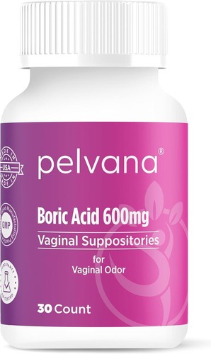 Boric Acid Vaginal Suppositories - 600mg For PH Balance & Odor Control, 30 Count