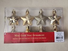 Mini Gold Star Ornaments Shatterproof Christmas Tree 8pc 1.75"