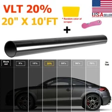 VLT 20% Uncut Roll 20"x10FT Window Tint Film Charcoal Black Car Glass Office USA