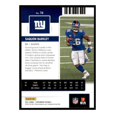 2021 Panini Impeccable #74 Saquon Barkley New York Giants