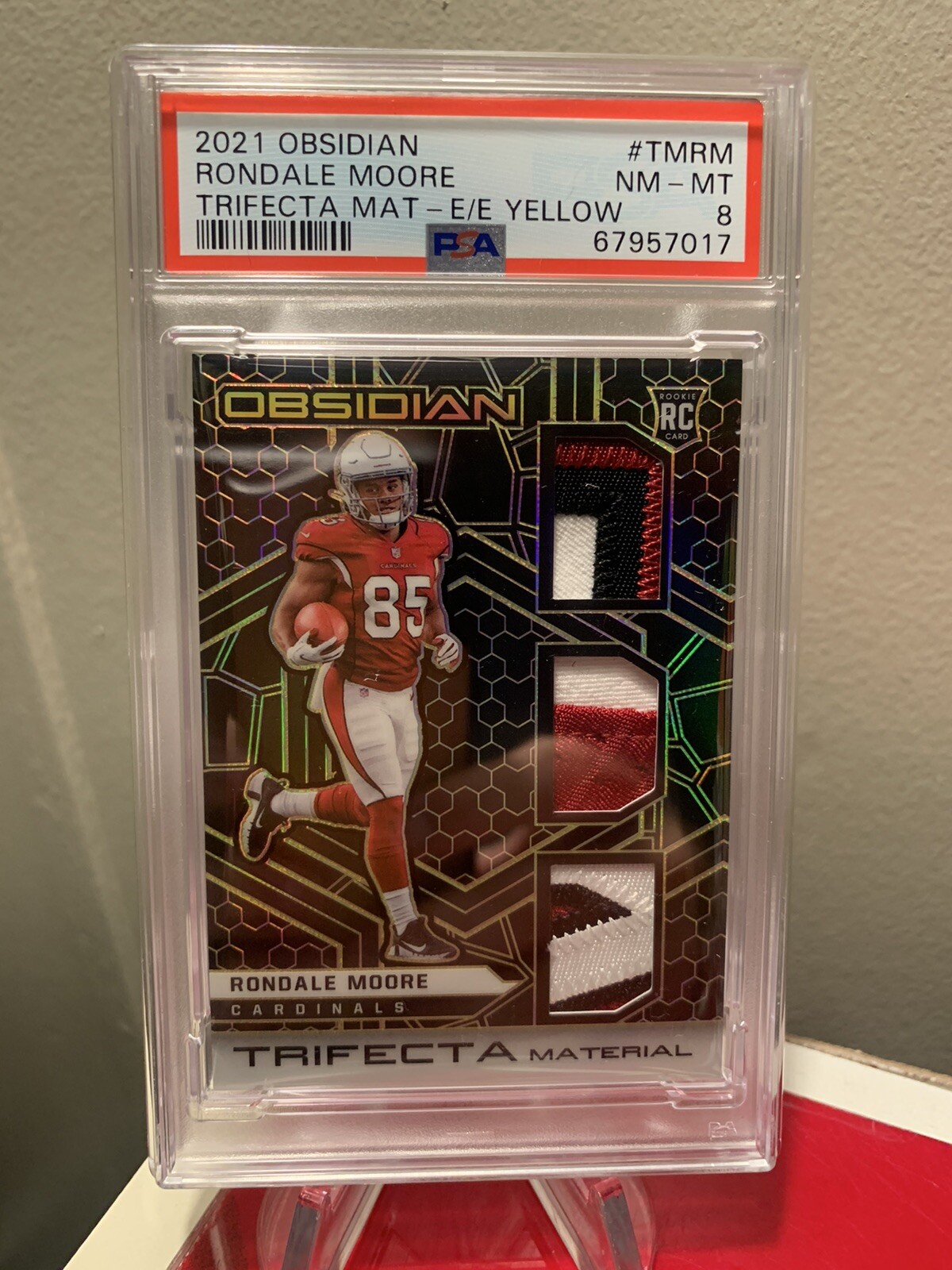 Rondale Moore Panini Obsidian Trifecta Material #TMRM Electric Etch Yellow
